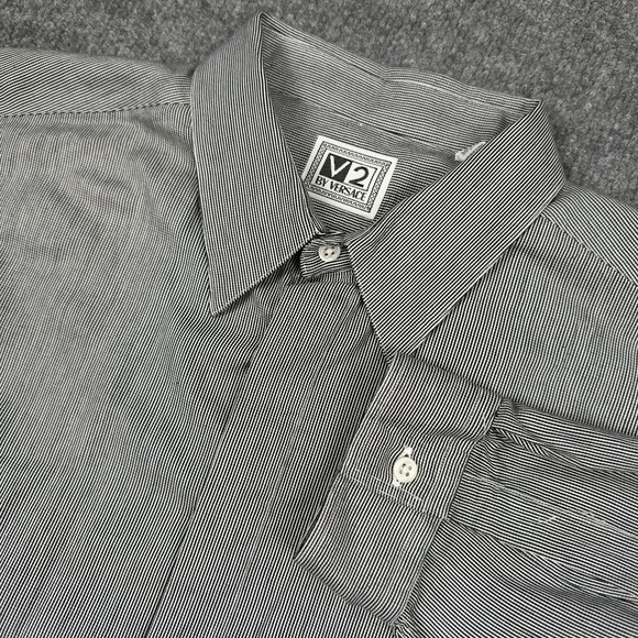 Versace Other - Vintage Versace V2 Shirt Mens Large 17 Black Striped Made USA Cotton Classic 90s